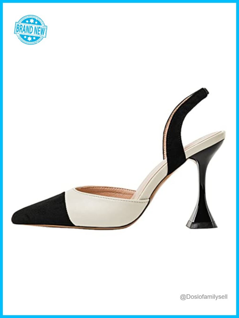 Women's Slingback Pumps Pointed Toe Slip On Stiletto Heels Patchwork Dress
